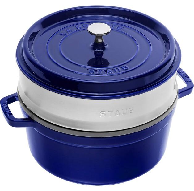 Кокотница Zwilling Staub круглая с пароваркой 26 см тёмно-синяя 5,2 л (40510-604-0)
