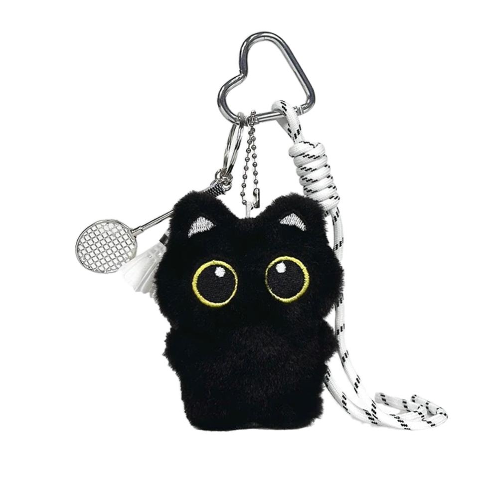 Black Cute Cat Plush Toy Doll Keychain Small Pendant Car Keyring Kitten Toy Doll For Boy Girl Brithday Gifts For Kids Adults Children's Birthday Gift