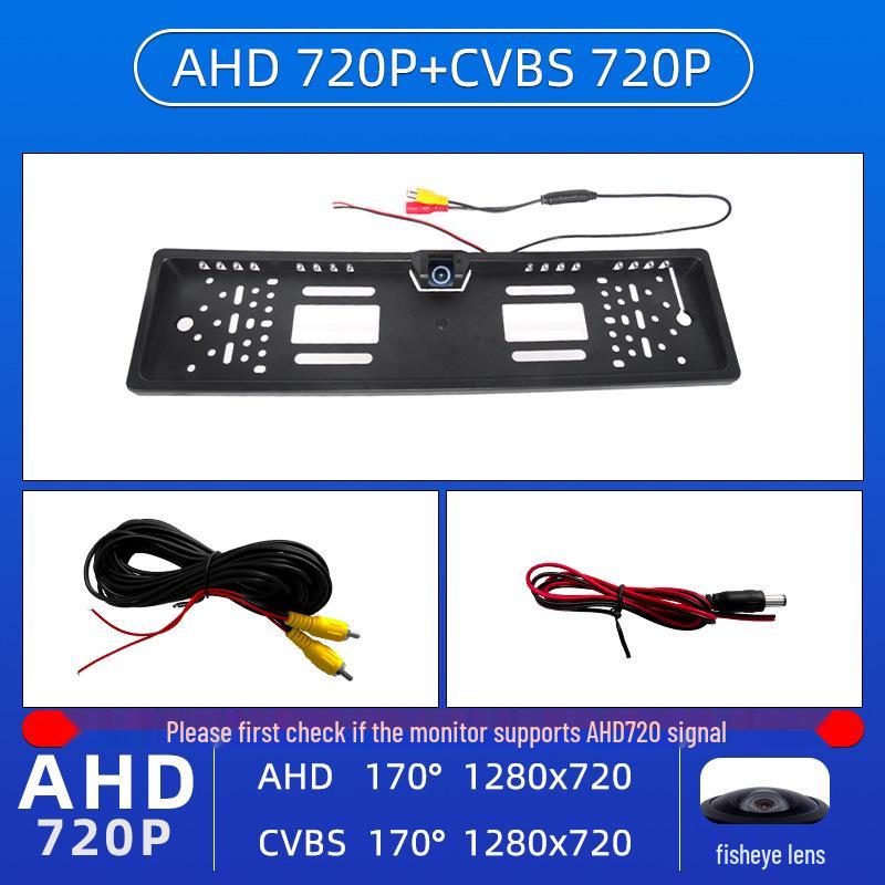European License Plate Frame with 16 LED Lights and HD Rearview Camera
