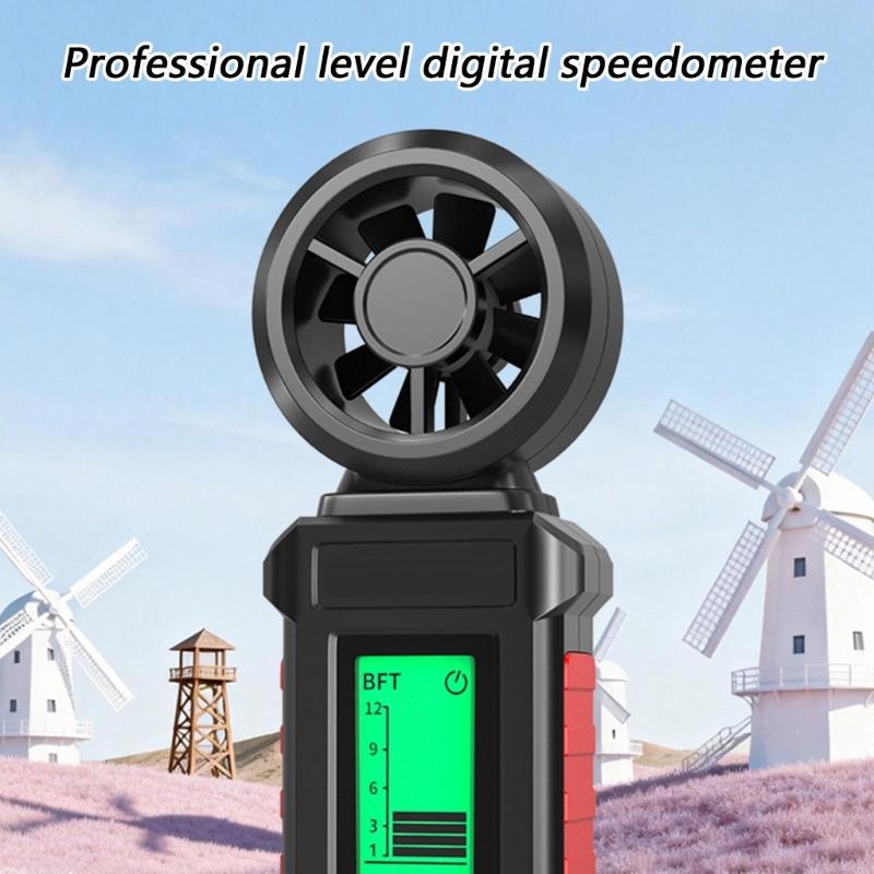 Professional Digital Wind Gauge Speed Tester Meter Anemometer With 3 Color Backlight For Accurate Wind Measurement