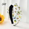 Women Wide Headband Hairband Flower Printed Knotted Cloth Head Band Fashion Adjustable Knot Hairbands Non Slip Hair Accessories for and Girls