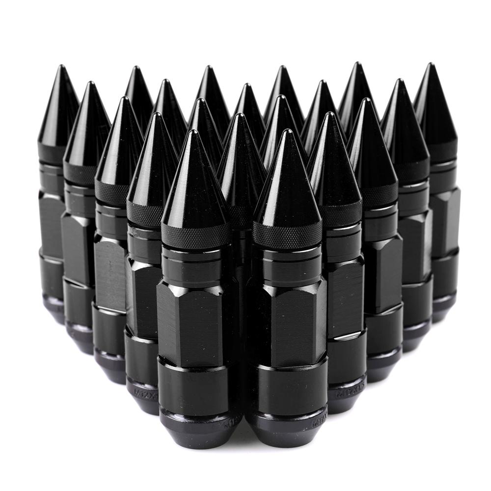 Racing Composite Lug Nuts Anti Theft Alloy Aluminum Lock Wheel Lug Nut With Spikes 20PCs nuts/set M12x1.25 чёрный