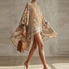 Boho Chic Print Maxi Dress With Lantern Sleeves Loose Fit Casual Women