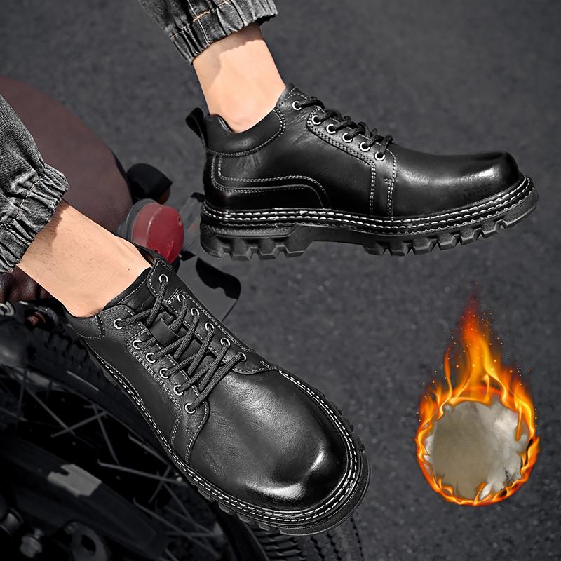 Men's Genuine Leather Retro Large Size Ultra-light Handmade Casual Shoes Men's High-top Ankle Boots