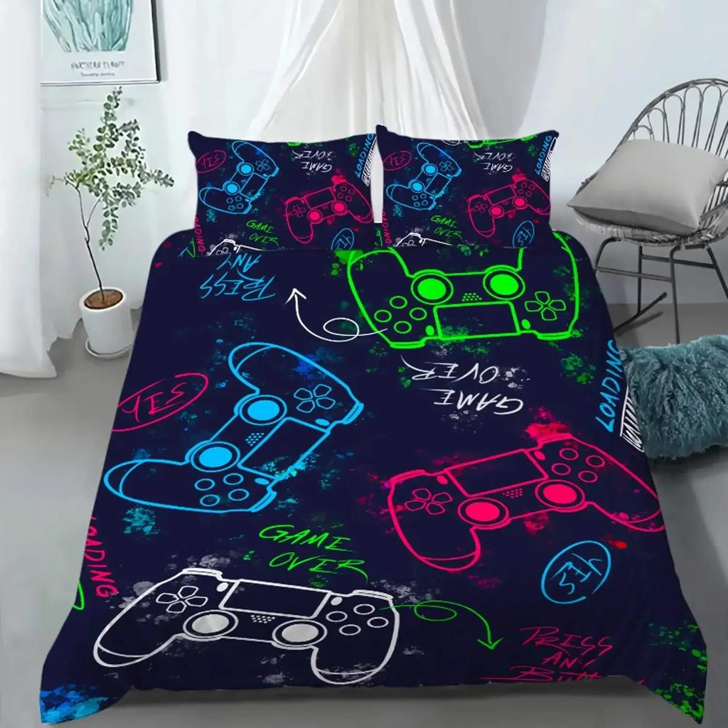 Gamepad Warm Comforter Cover R Beding Set Tens Video with Soft Fabric Duvet For Youth Children Kids Young Boys Modern Controler Bedspread
