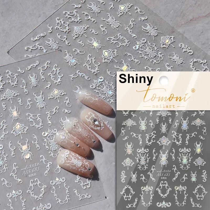 5D Butterfly Red Spider Lily Blooming Flowers Nail Art Stickers Chinese Characters Phoenix Swallow Self Adhesive Manicure Decals