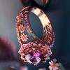 European and American luxury inlaid zircon flower ring Valentine's Day gift wedding banquet senior touch