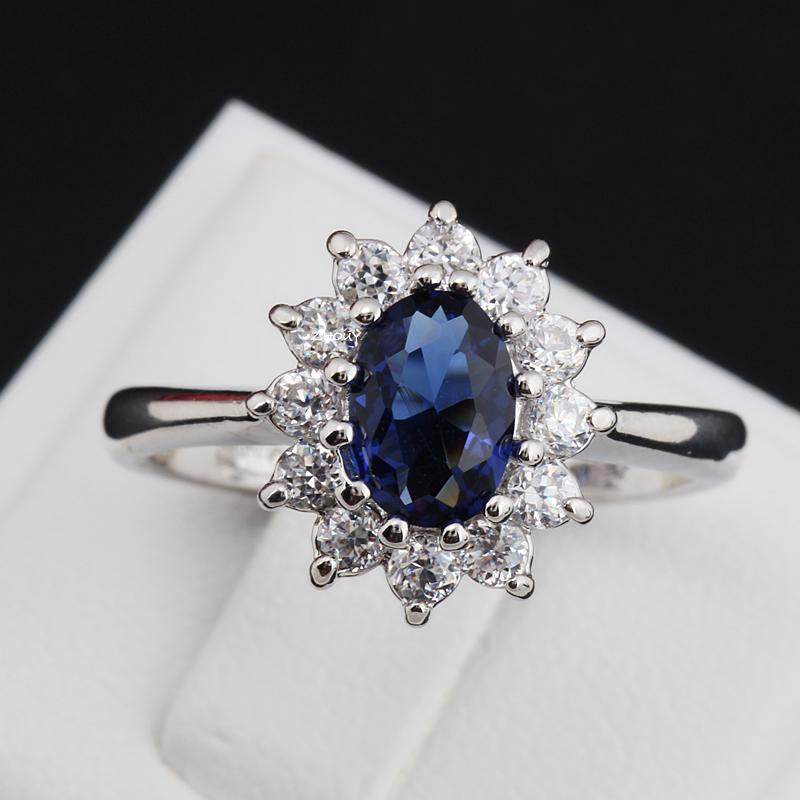 ZHOUYANG Princess Kate Blue Gem Created Blue Crystal Silver Color Wedding Finger Crystal Ring Brand Jewelry for Women ZYR076 5.5