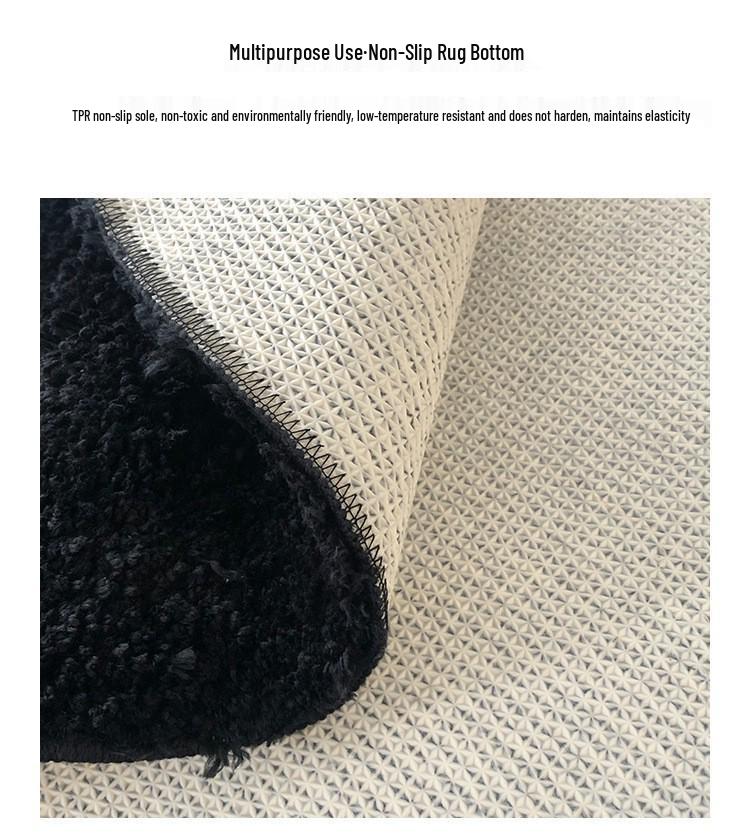 Tappeto Nero Floccato Transfrontaliero: Tappetino Antiscivolo e Resistente allo Sporco per Studio/Camera da Letto e Poggiapiedi per Soggiorno