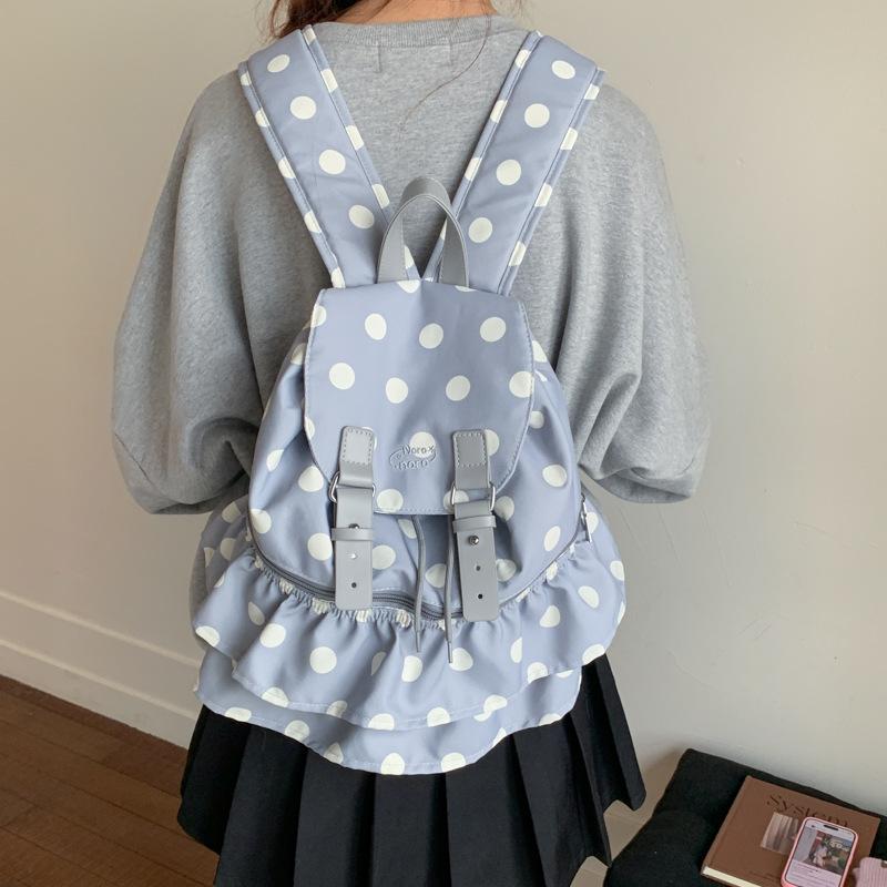 Stylish and Cute Polka Dot Contrasting Color Large-capacity Student Schoolbag New Foreign Style Travel Women's Backpack