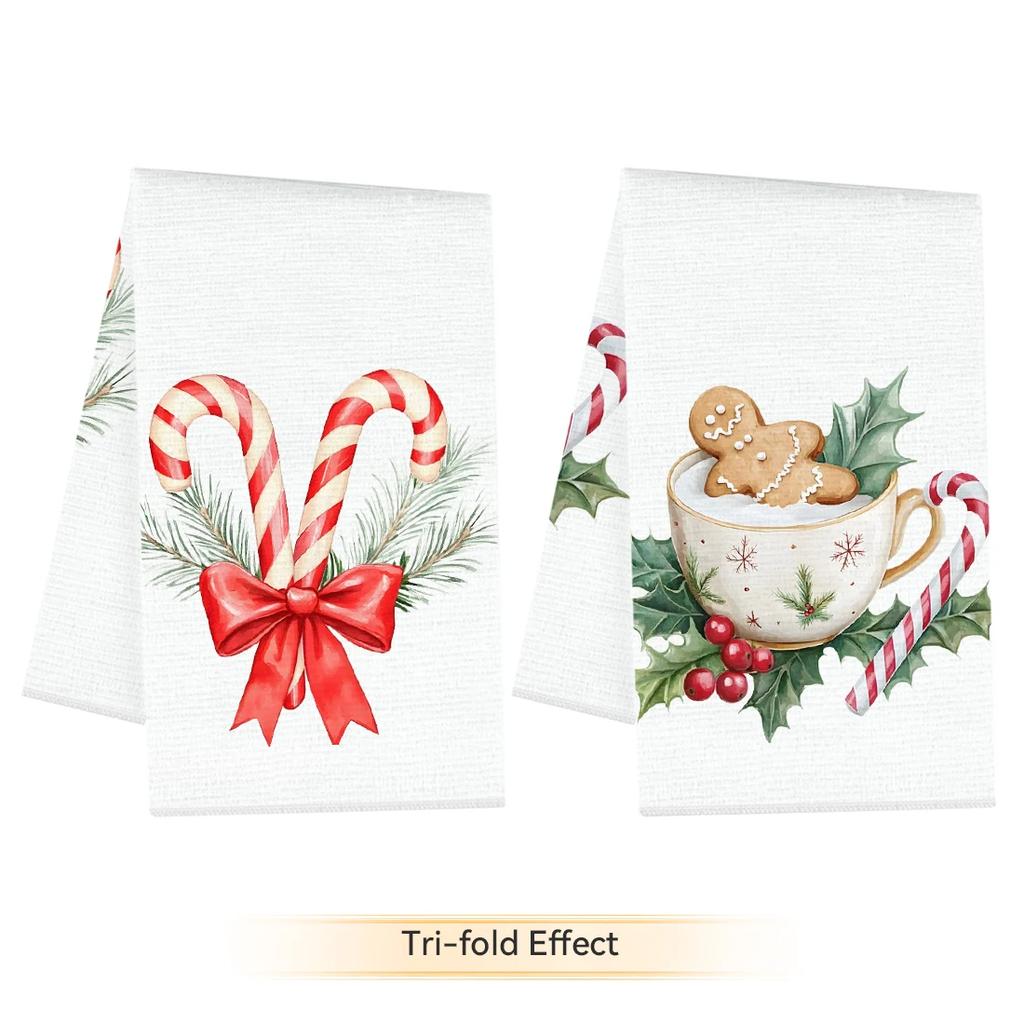 2/4/6pcs set Kitchen Towels Christmas theme illustrationHand Towels Christmas Decorations for Home Noel Dish Towels Gifts
