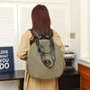 Women's Backpack Round Bag Large Capacity Travel Bag Solid Color Student Schoolbag