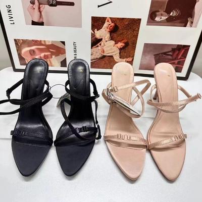 High Heeled Shoes with A Narrow Strip and A Shallow Cross, Exposed Heel, High-heeled Sandals for Women