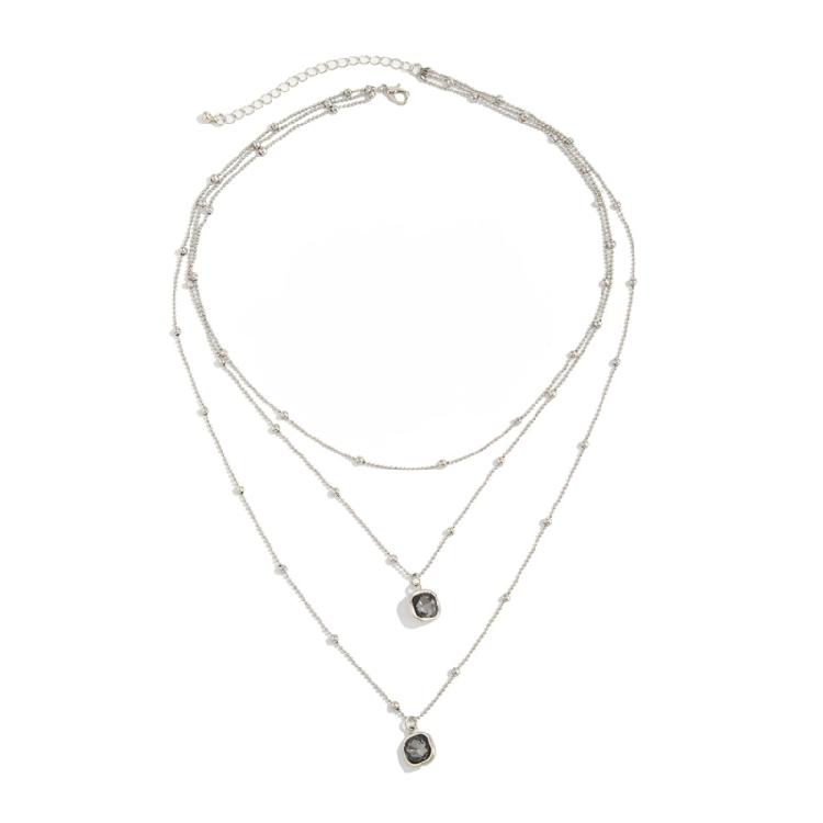 

Layering Necklace With Square Acrylic Charm And Metal Ball Chain Jewelry Gift Acrylic Rhinestones Charm Neckchain 1