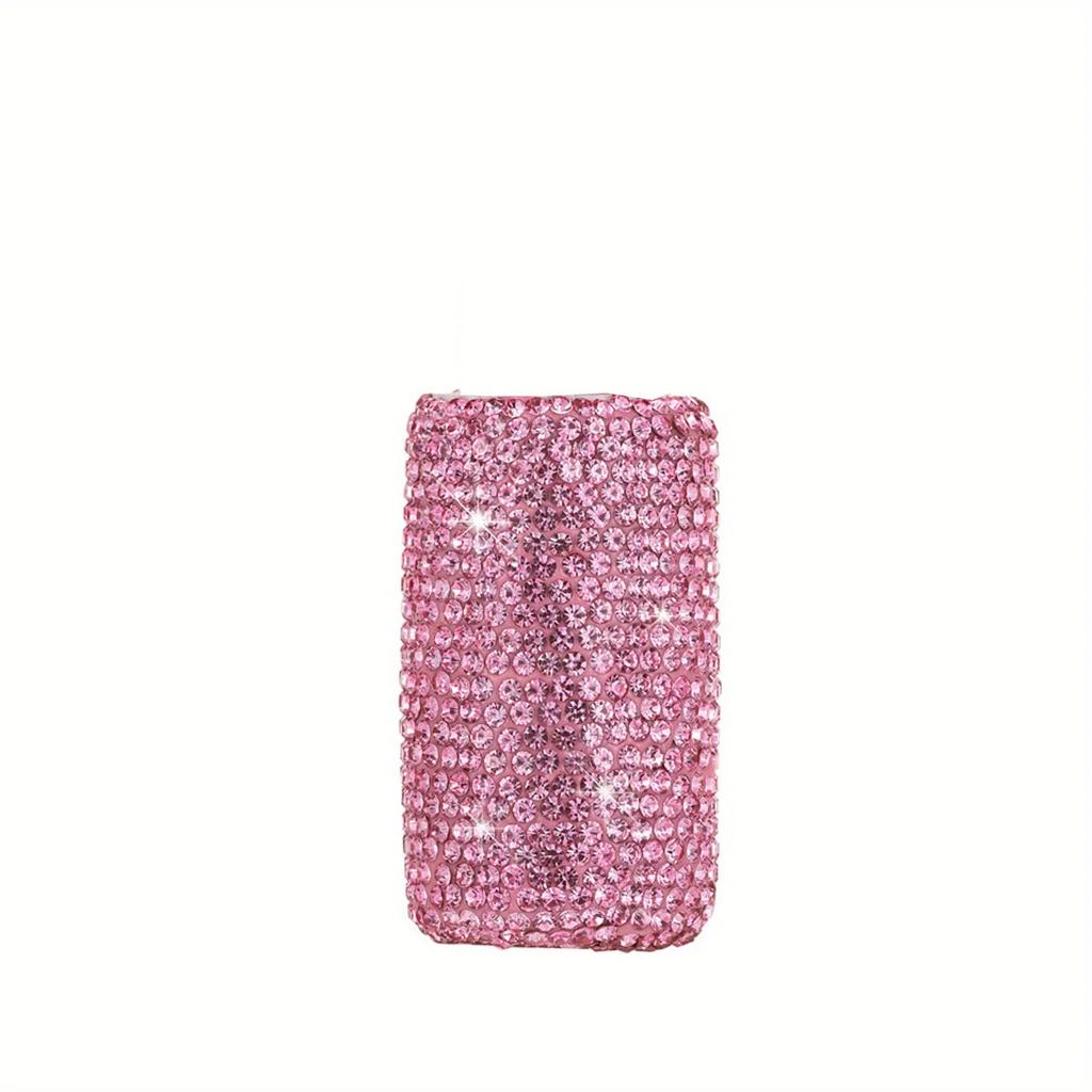 Bling Car Lip Balm Holder Insulating Crystal Rhinestone Auto Chapstick Holder Sparkling Vehicle Interior Decor Accessories