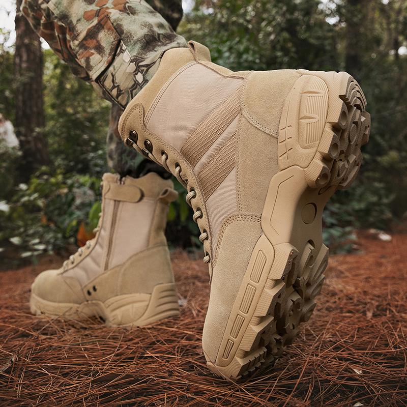 TUINANLE Men Climbing Boots Non Slip High Tops Platform Training Shoes Male Zipper Hiking Shoes