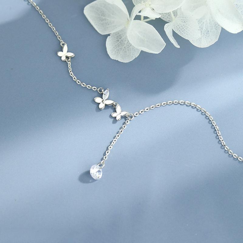 Butterfly Tassel Necklace Women'S Light Luxury Niche Flash Diamond High-End Ins Style Temperament Jewelry Women Quality