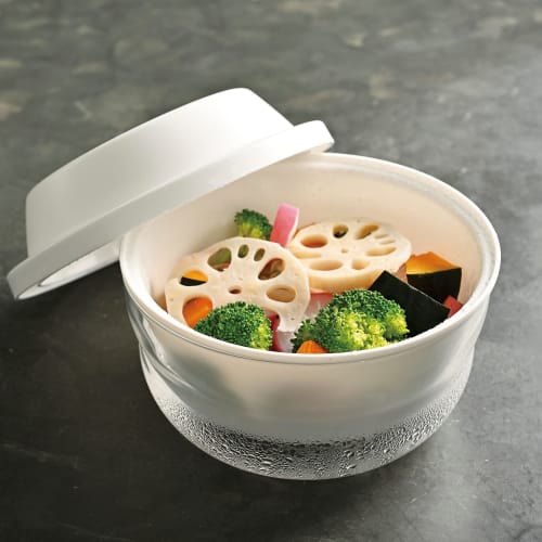 HARIO Glas-Dampfgarer für die Mikrowelle, volles Wasserfassungsvermögen 1200 ml, weiß, einfaches Kochen in der Mikrowelle, hergestellt in Japan, Beilagen, Cremesuppen, handgefertigt, XMK-120-W