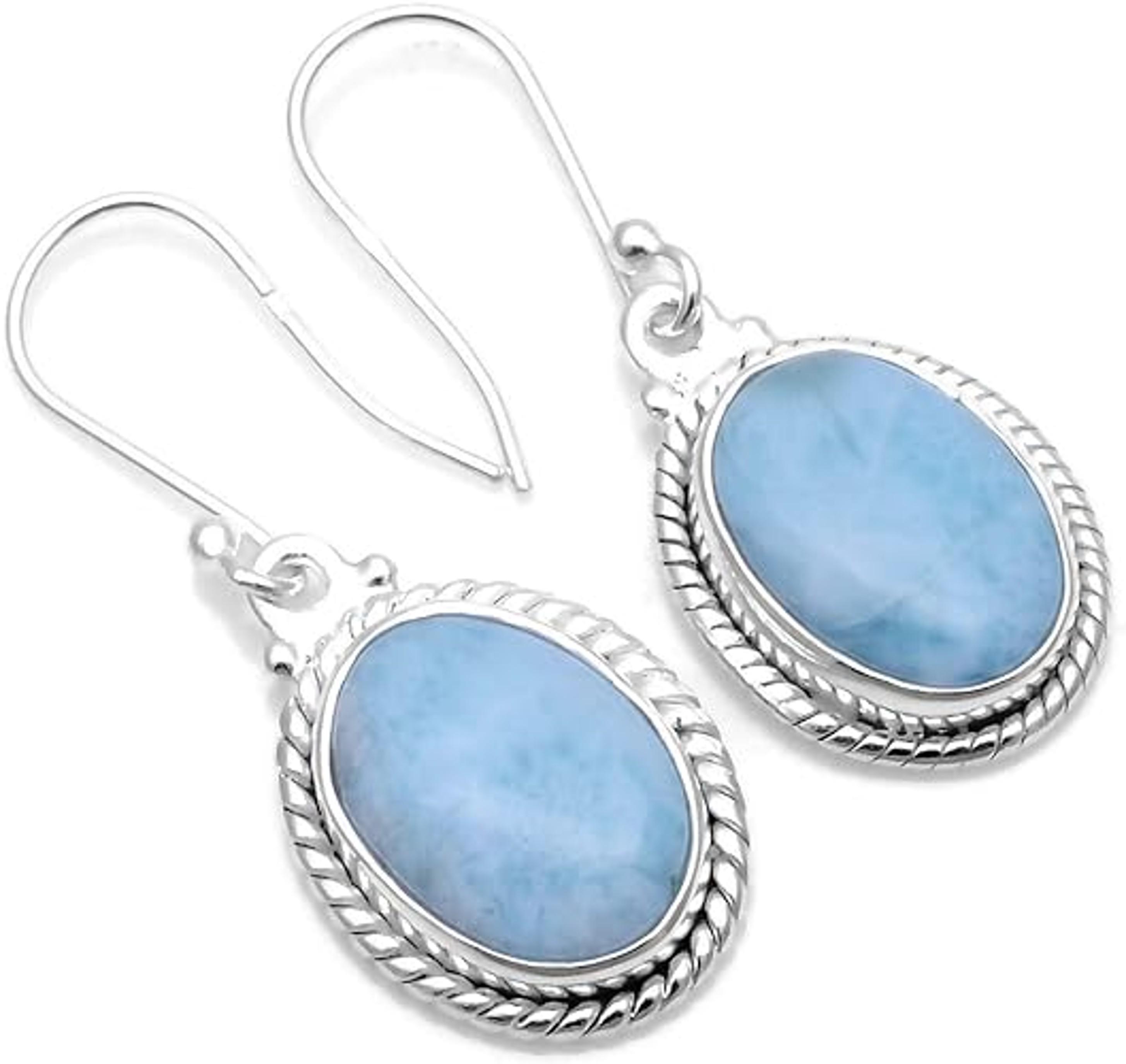 

Серьги-подвески из стерлингового серебра 925 пробы с ларимаром, женские дизайнерские ручной работы, с камнем-талисманом по месяцу рождения