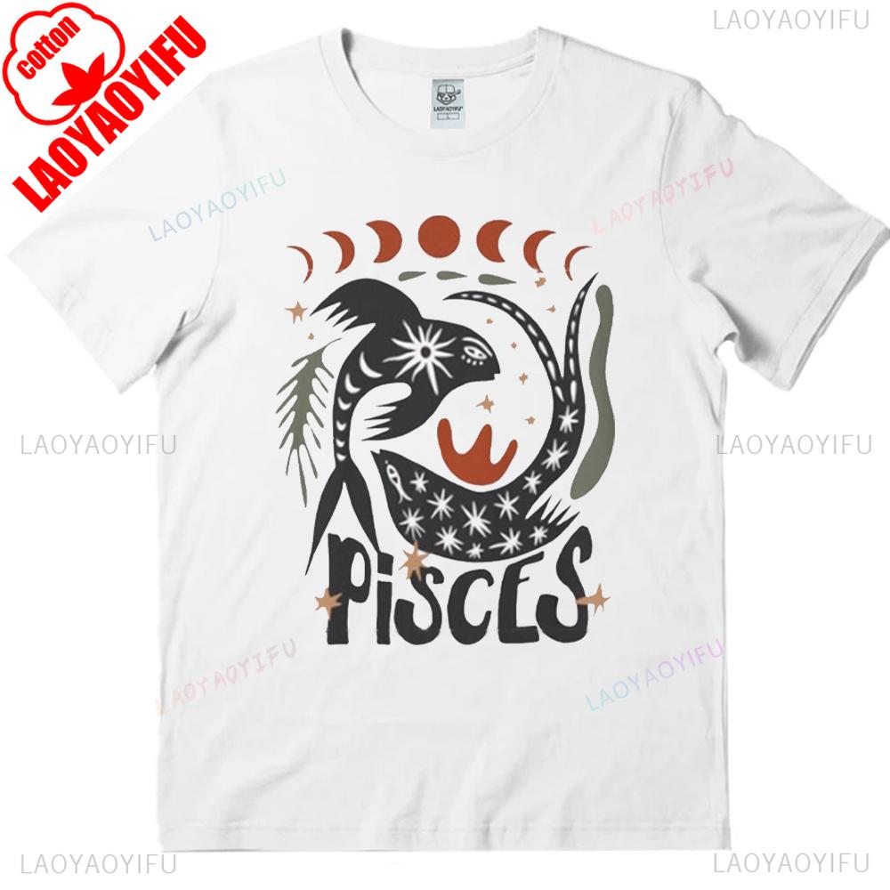 Pisces Tee Pisces Zodiac T-shirt Comfortable Personality Tops Birthday Unisex Tee High Quality Cotton Tops Graphic T-shirts