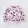Girls' Polka-Dot Cat Long-Sleeved Sweatshirt Baby Autumn and Winter Clothing Infant and Toddler Round Neck Pullover Bottoming Shirt Top