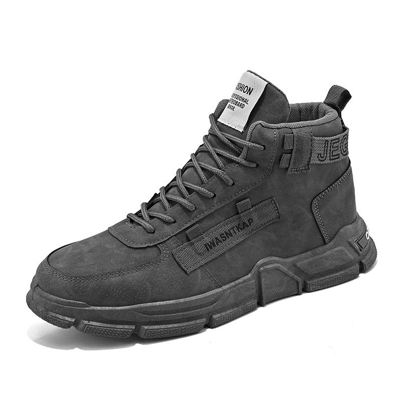 Autumn and winter new fashion men's big head shoes high-top lace-up Martin boots youth thick-soled tooling shoes