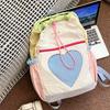 Women School Bookbag Girls Color-Block Large Capacity Backpack Nylon Drawstring Fashion Laptop Daypack Travel Cute Rucksack