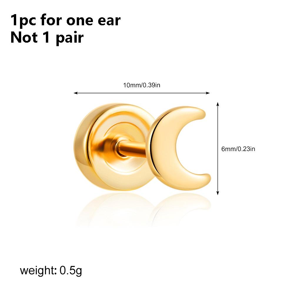 1PC Stainless Steel Star Moon Sun Stud Earrings For Women Simple Daily Wear Cartilage Piercing Earring Punk Unisex Rock Jewelry