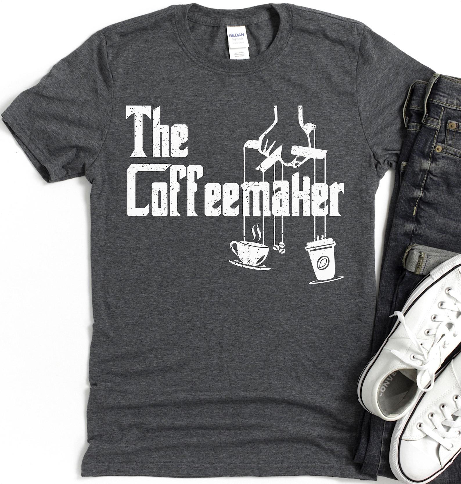 The Coffeemaker Illustration T-Shirt | Funny Coffee Barista Design 2XL
