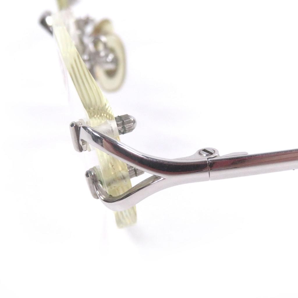 Great Cartier Glasses 135 2C Decor Two-Point Rimless Silver Used