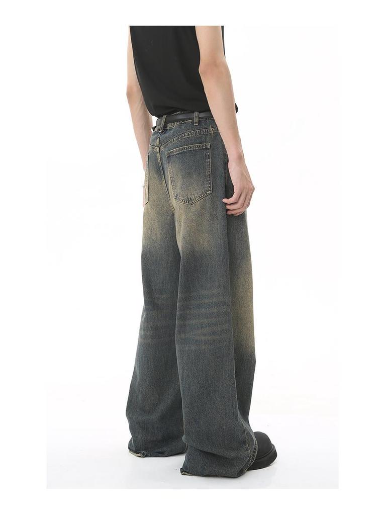 Men's Retro Hong Kong Style High-Waisted Wide-Leg Jeans | 2025 Seasonal New Arrivals