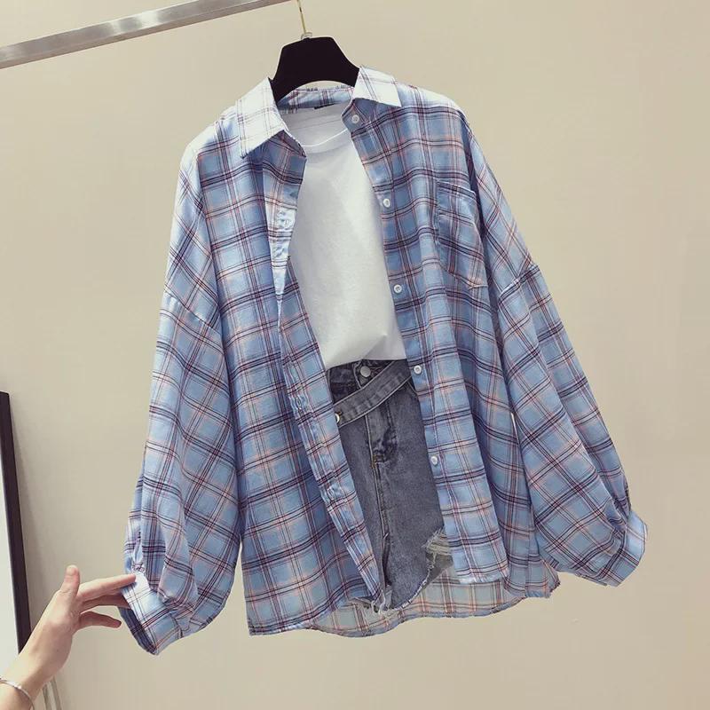 

Women s Retro Plaid Shirt – Spring 2025 Korean-Style Loose Sun Protection Jacket L зелёный