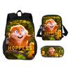 3Pcs Set Backpack Student School Shoulder Bag Pencil Bags Cartoon Movie Hoppers Travel Backpack Children Birthday Gift