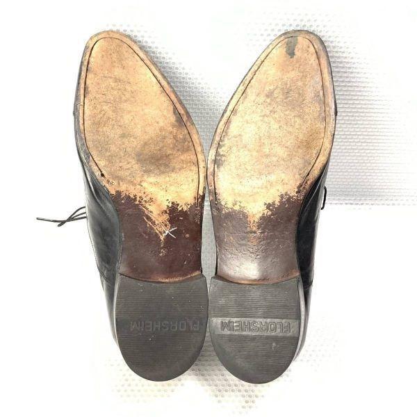 Vintage 80s Florsheim Leather Cap Toe Oxford Shoes Red Black 9D 27.0-27.5(USED)