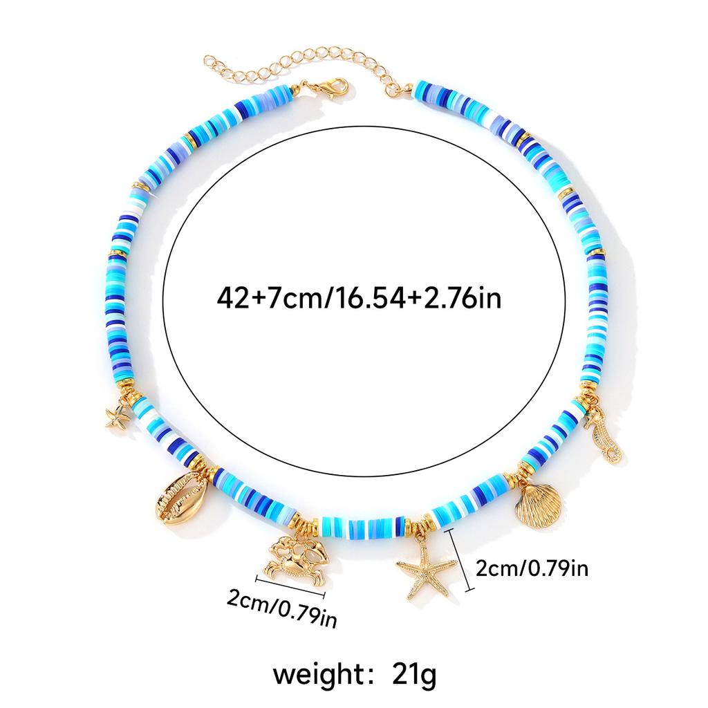 European and American Marine Element Alloy Summer Beach Shell Necklace, Personalized High-end Starfish Multi-layer Collarbone Chain