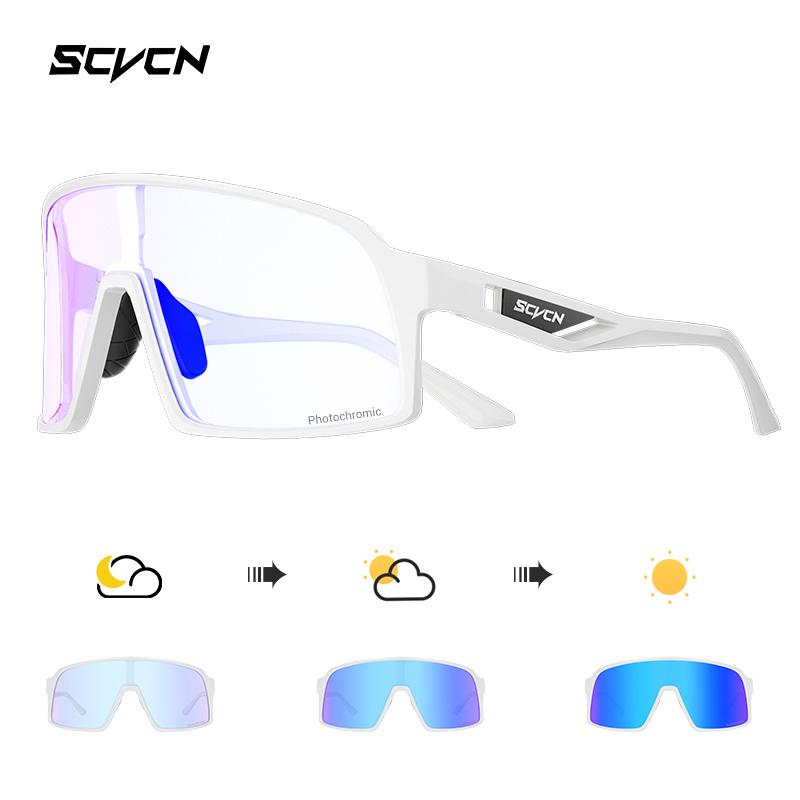SCVCN Photochrome Radsportbrille Sportsonnenbrille für Herren MTB Fahrrad Brillen für Damen Mode Schutzbrille Schlittschuhbrille