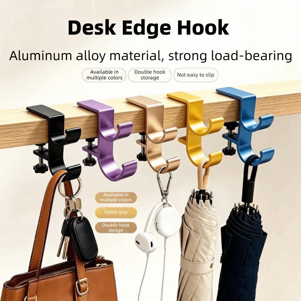 Double Hook Table Side Backpack Rack Adjustable Desk Headset Hanger  Student Desk