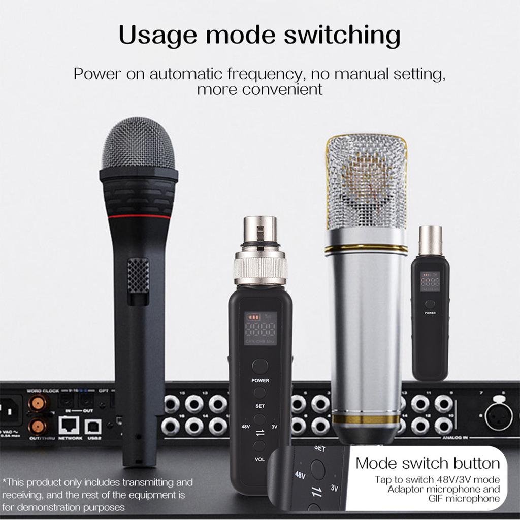 Microphone Wired to Wireless Transmitter and Receiver UHF Wireless Mic System for Audio Mixer Speaker Amplifier