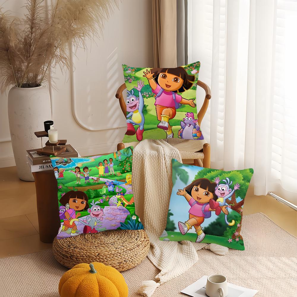 Cartoon D-Dora The E-Explorer Pillow Case Home Decoration Cushion Cover Suitable For Bedroom Car Office Sofa