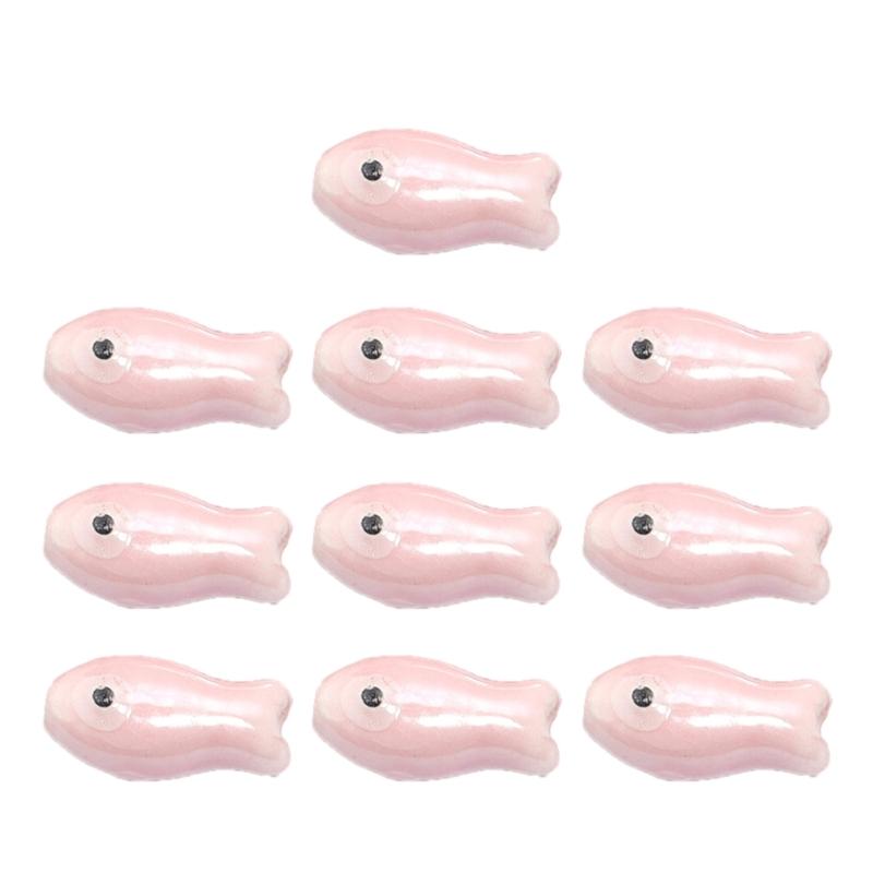10 Pieces Artistic Double Sided Ceramic Fish Beads Crafting Supplies Spacers For Homemade Jewelry Phone Chains