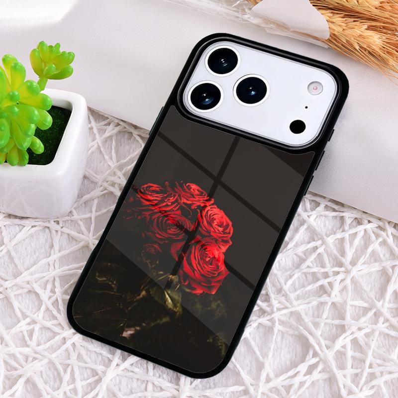 Rose Dark Floral Flower Shockproof Phone Case for iPhone 17 Air 16e 15 11 12 14 13 Pro Max Cover Coque