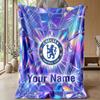 Custom Text Flannel Throw Blanket, Lightweight Cozy Bed Sofa BlanketChelsea FC