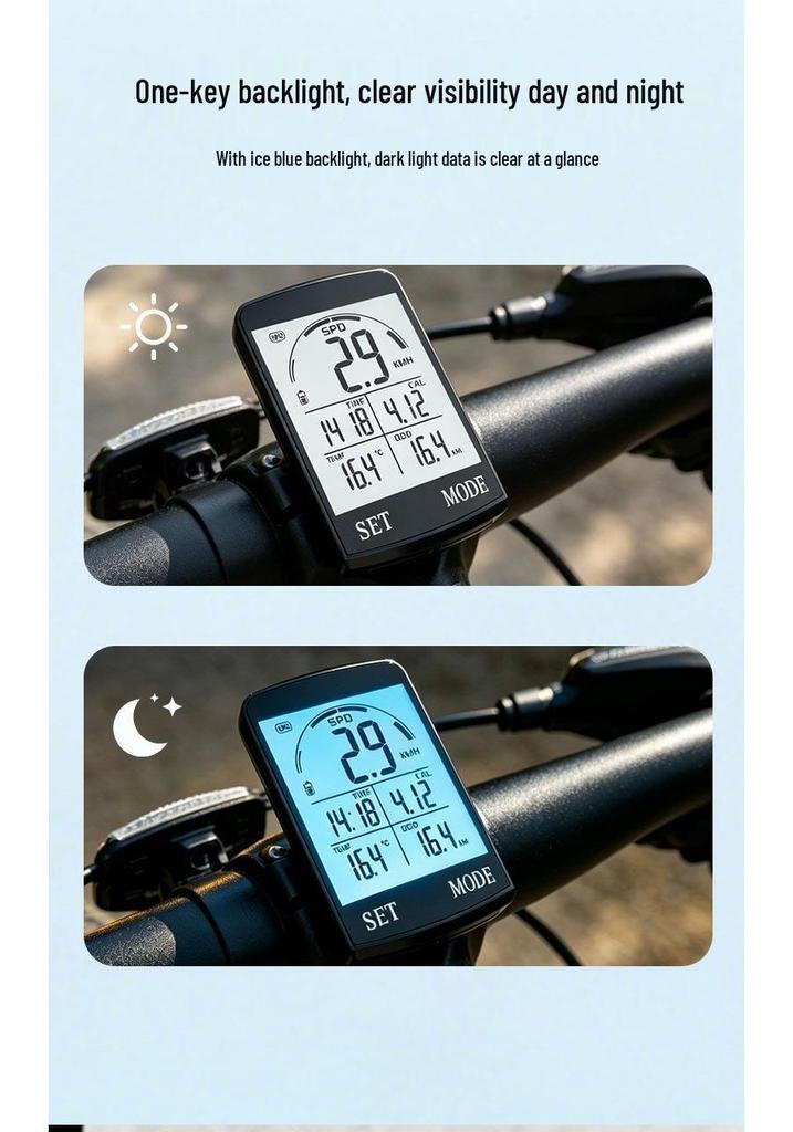 Large Screen Waterproof GPS Wireless Cycling Computer with Backlight and Odometer