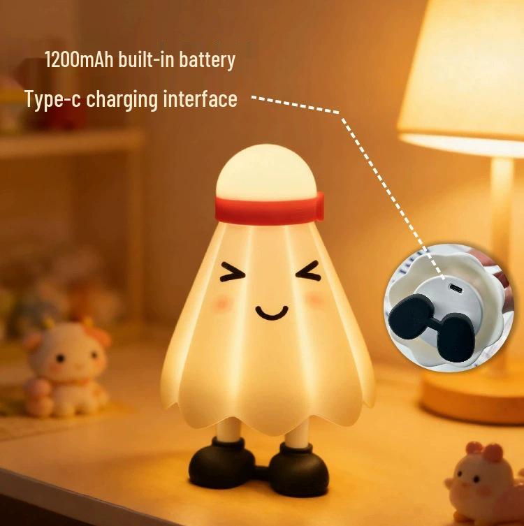 USB Rechargeable Cute Silicone Bedside Night Light with Three-Speed Dimming and Pat-Activated Feature
