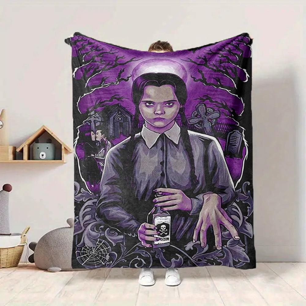 1pc Wednesday Flannel Blanket [Cozy Throw Blanket] For Sofa, Bed, Travel, Camping, Livingroom, Office, Couch, Chair, And Bed