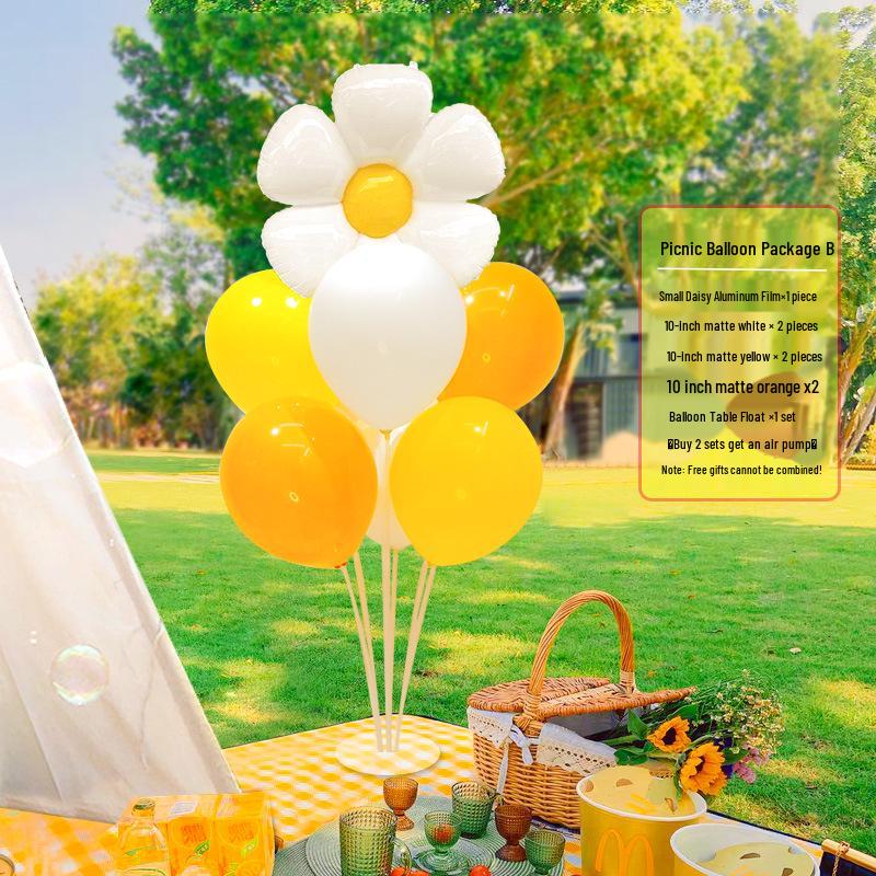 Smiley Daisy Balloon Set: Picnic & Birthday Photo Props for Kids