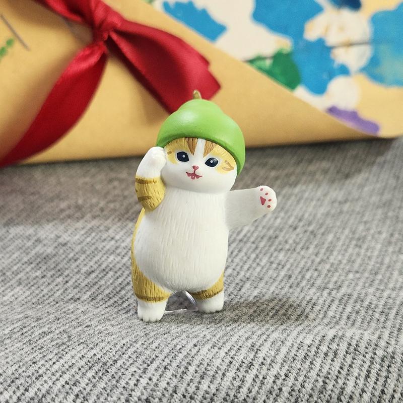 5Pcs Cartoon Cute Cat Doll Figure Toys Creative Fruits Kitten Ornaments Car Mini Ornament Desktop Decoration Holiday Gifts