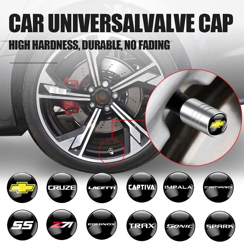 AABHO1 4pcs Car Metal Wheel Tire Valve Caps Cover For Chevrolet Cruze Lacetti Captiva Aveo Trax Impala Camaro Equinox SS Z71 Spark Sail
