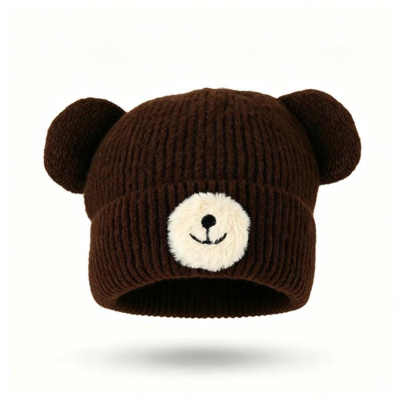 Autumn and winter fashion hat women's cute bear ears wool hat warm casual face small knitted hat