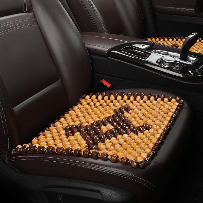 Wooden Bead Three-Piece Car Seat Cushion Set: Single Seat Cushion, Square Cushion for Home and Office